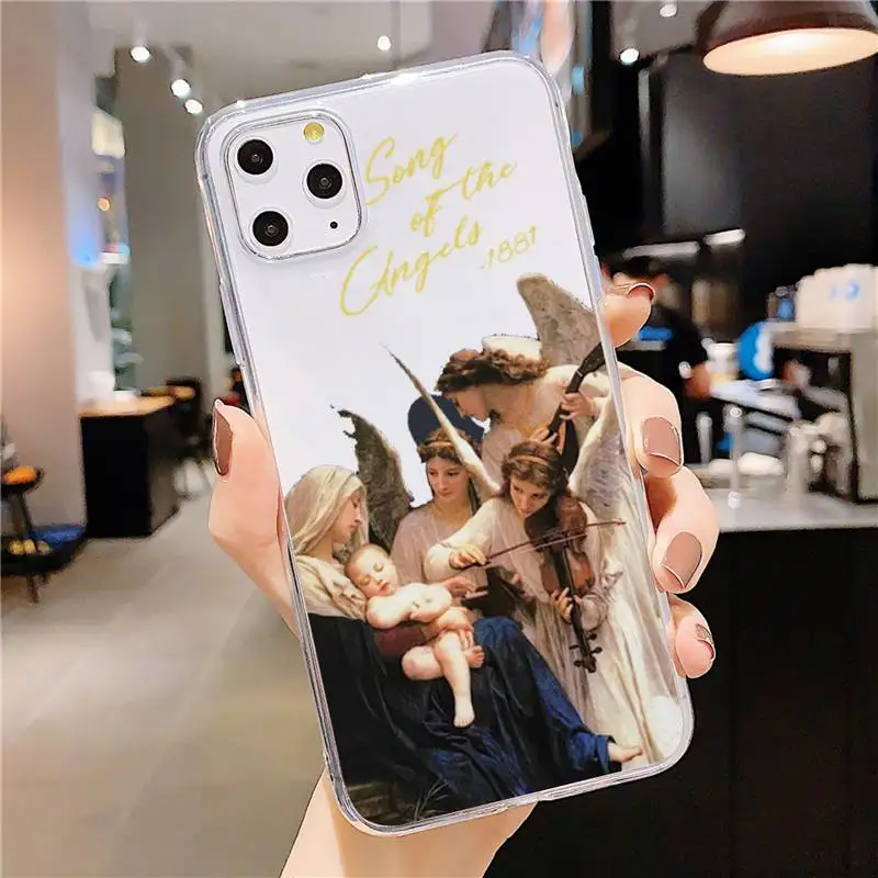 

Vintage oil painting angel virgin art Phone Case Transparent for iPhone 6 7 8 11 12 s mini pro X XS XR MAX Plus