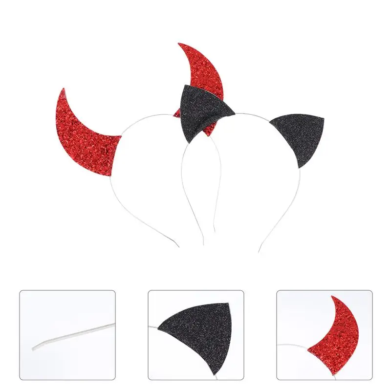 

2pcs Creative Devil Horn Headdress Cat Ear Hairband Props Party Hair Hoops