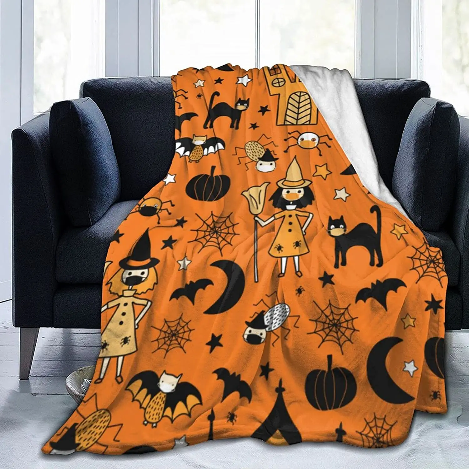 

Halloween Pattern Halloween Bed Blankets, Comfortable and Soft Lightweight Flannel Blankets, Halloween Decoration Blankets