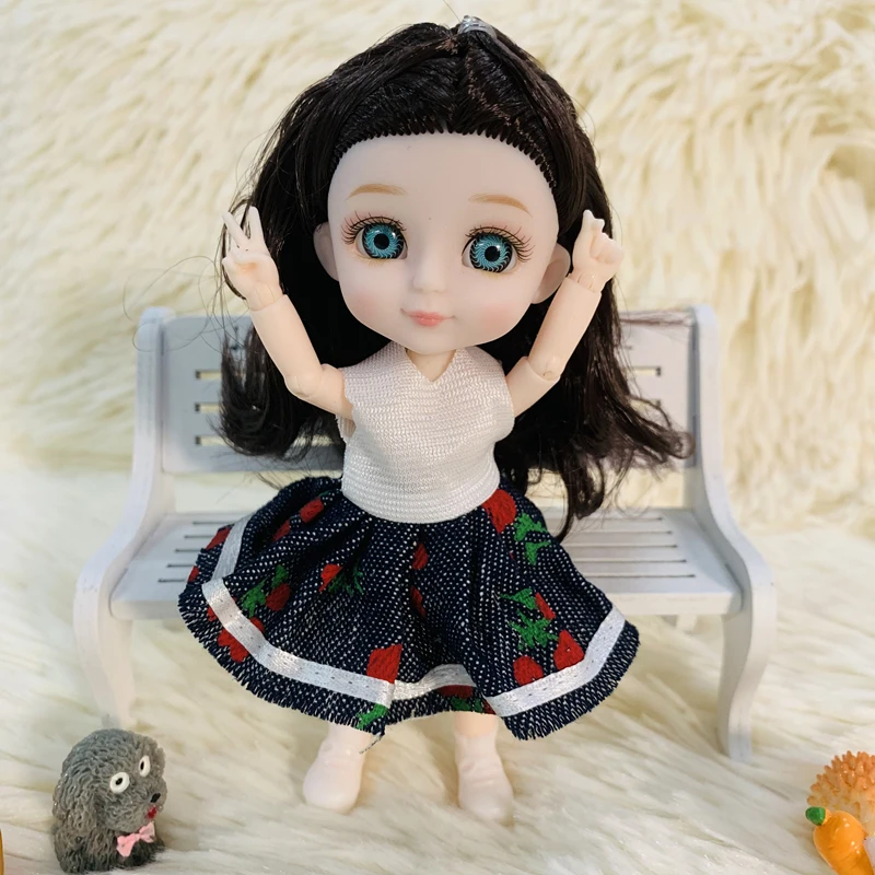 Кукла BjD 13 см с подвижными суставами милое лицо и синие зеленые глаза