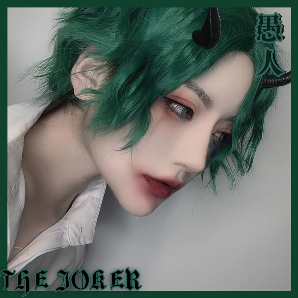 AILIADE Green Cosplay Wigs Short 9" Messy Clown ‘Joker’ Natural Part Side Synthetic Hair for Women Party Halloween | Шиньоны и