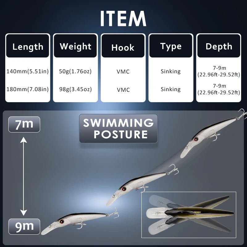 Тонущий гольян Троллинг приманки 140 мм 180 рыболовные рыбалка с крючком рыболовный