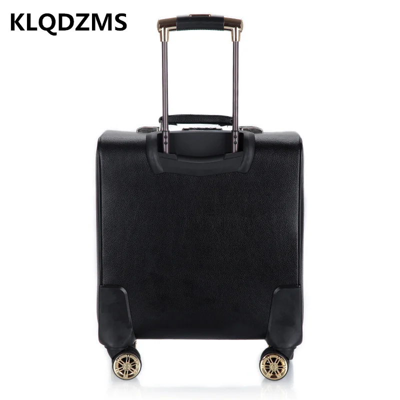 KLQDZMS Fashion Trolley Luggage Bag 18 Inch PU Men's Business Travel Boarding Suitcase Spinner Rolling Luggage