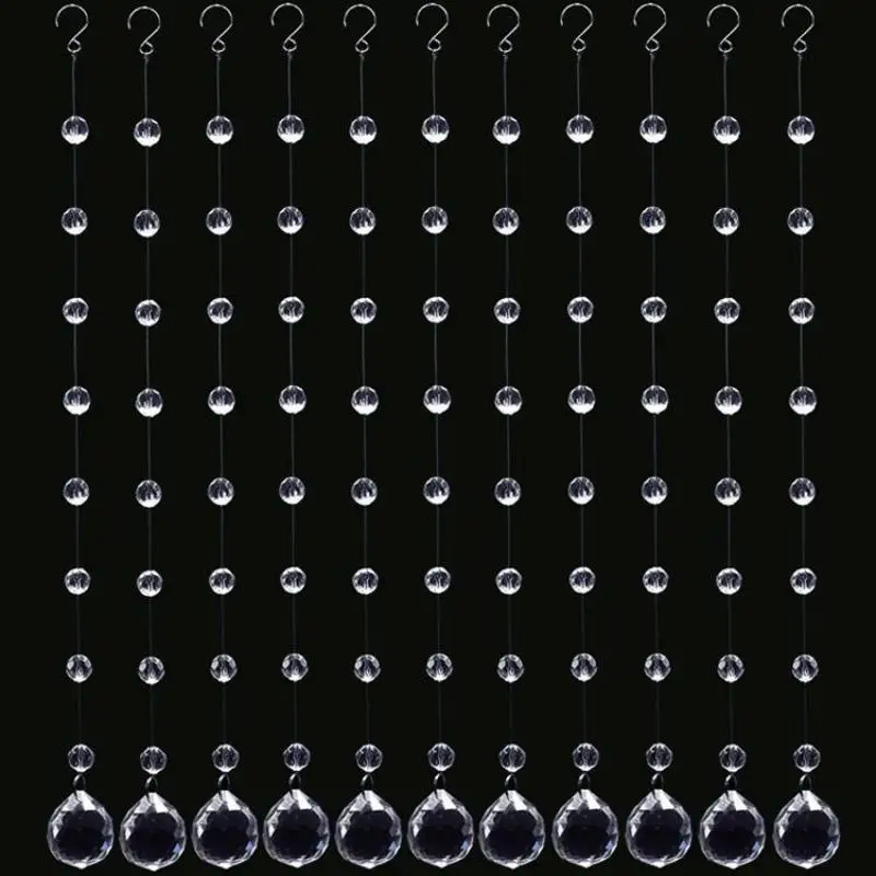 

10 Strings Of New Glass Crystal Pendants Romantic Wedding Party Decoration Wreath Chandelier Curtain Room Partition Home Decor