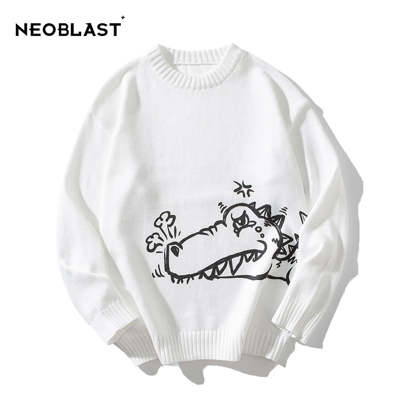 

Мужской Рождественский вязаный свитер, пуловер оверсайз с рисунком крокодила, граффити, минималистичный джемпер, Женское зимнее пальто в стиле Харадзюку