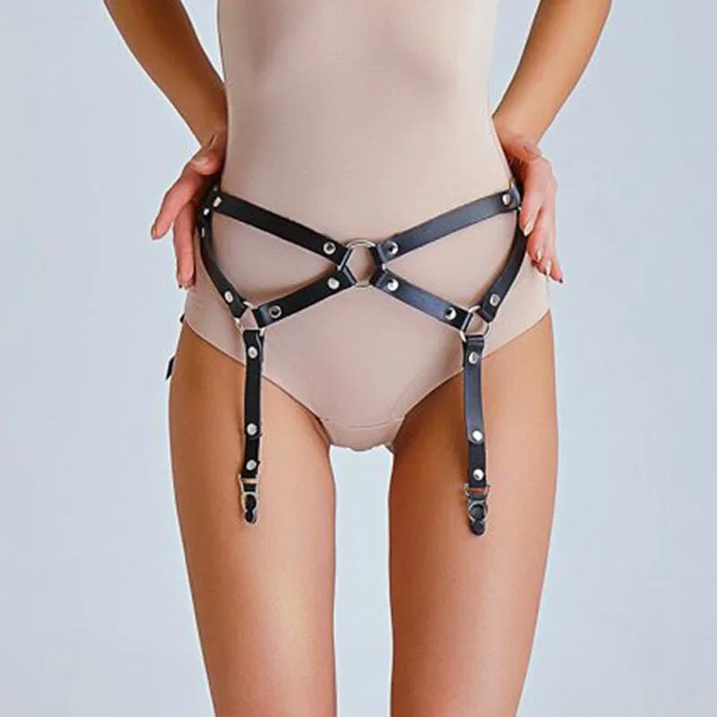 Fashion Sexy Underwear Women Garter Belt Stkocking Bondage Lingerie Erotic Belt Bow Punk Harness Belt Leg Garter