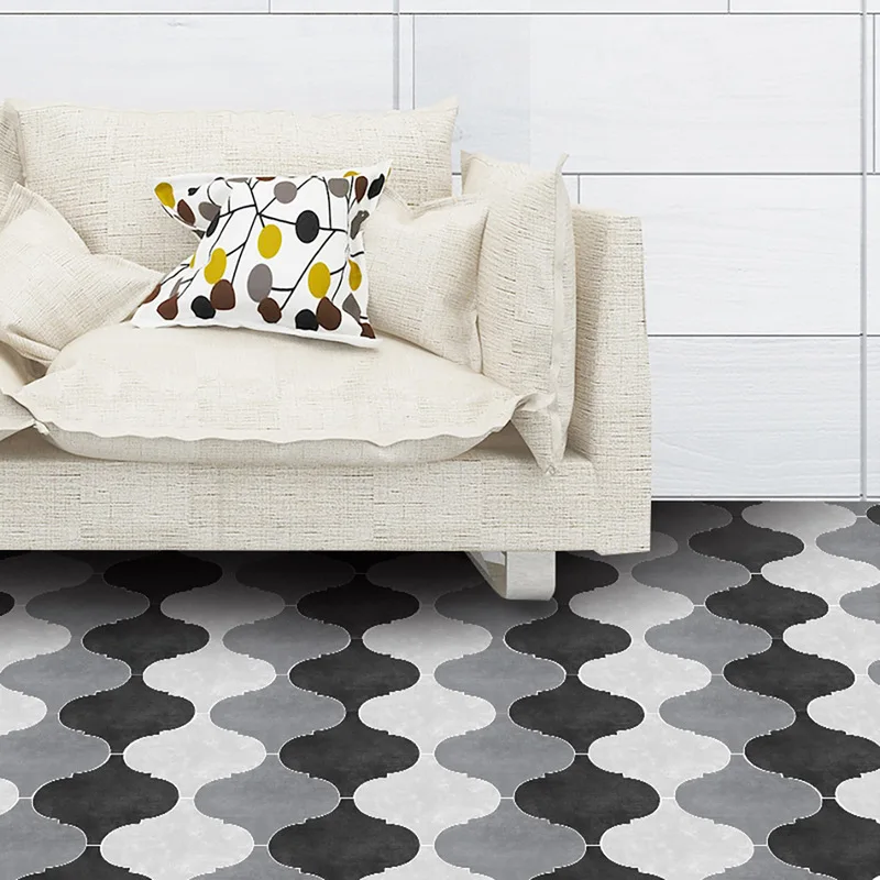 Черно-белые водонепроницаемые наклейки на пол для ванной комнаты самоклеющиеся