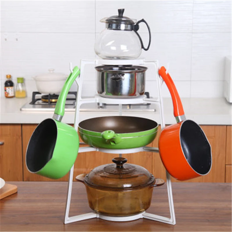 4 слоя Кухня стеллаж для хранения напольная подставка Пластик горшок посуда