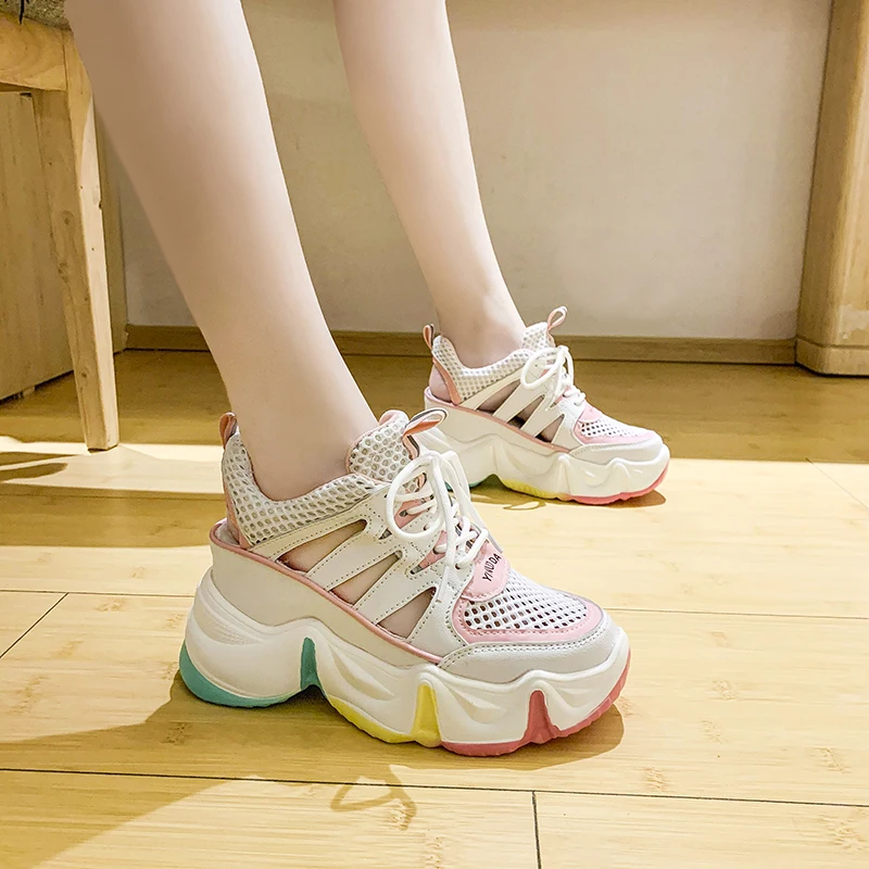 2020 летние сандалии Женские кроссовки Сетчатые повседневные на платформе Обувь