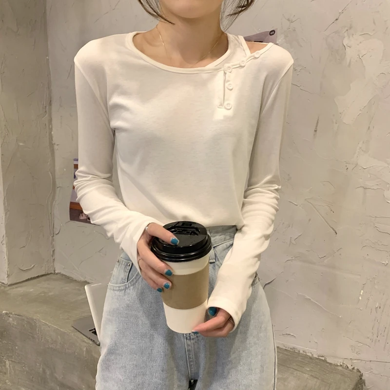 

Summer New Women's T-shirt O Collar Long Sleeve Tops Solid Color Slim Knitting Hedging Comfortable Casual Fashion Clothing Tees
