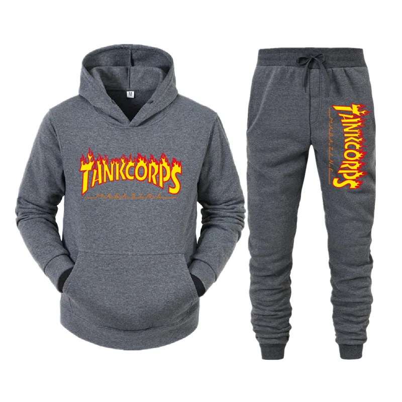 

2021 new autumn and winter men's suit pants clothing sweatshirt fashion hoodie clothes + pants 2 suits sportswear sweatpants pul
