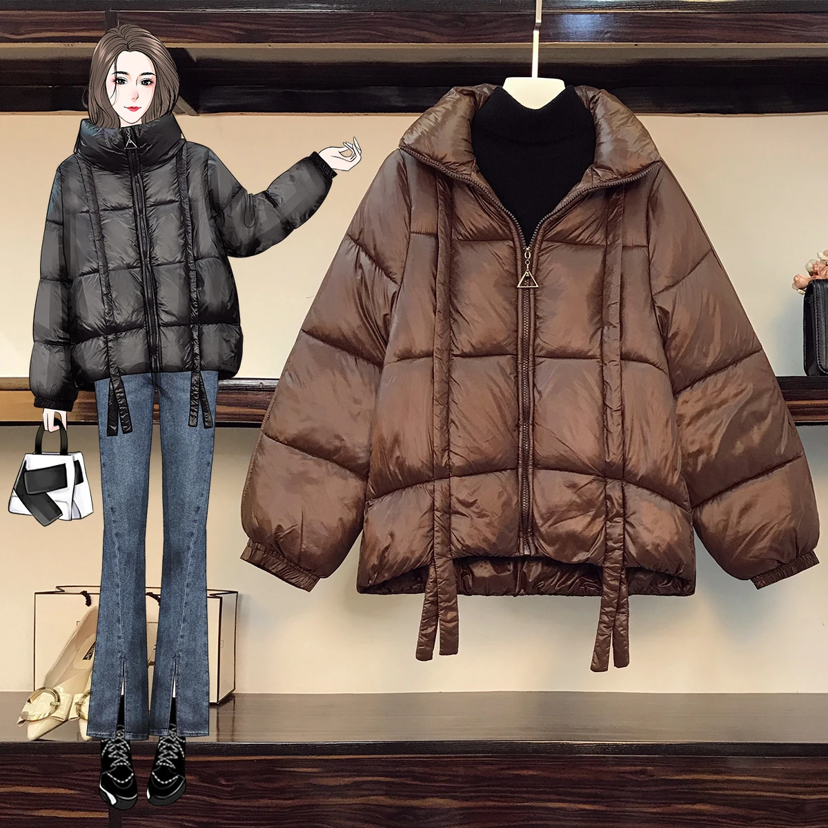 

Женская одежда, зимние пальто, новинка 2022, облегающая модная пуховая куртка, парки для девочек, верхняя одежда, зимние куртки D728