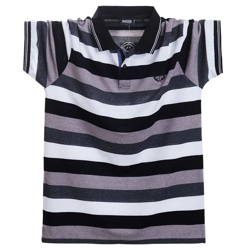 Мужские рубашки поло летние полосатые хлопковые мужские деловые повседневные с