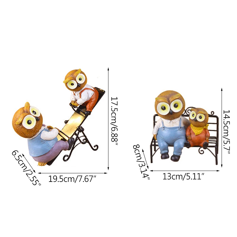 

Owl Playing On Seesaw Cute Figurines Crafts For Home Decoration Handmade Crafts Resin Animal Ornaments Birthday Gifts Kids Toys