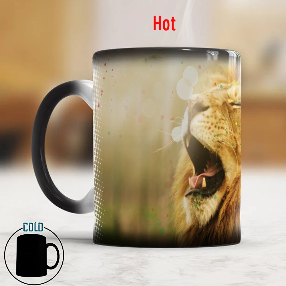 

Lion in the Sunset Mugs 11oz Ceramic Color Changing Mug Office Coffee Mug Home Tea Cup Moring Milk Cup