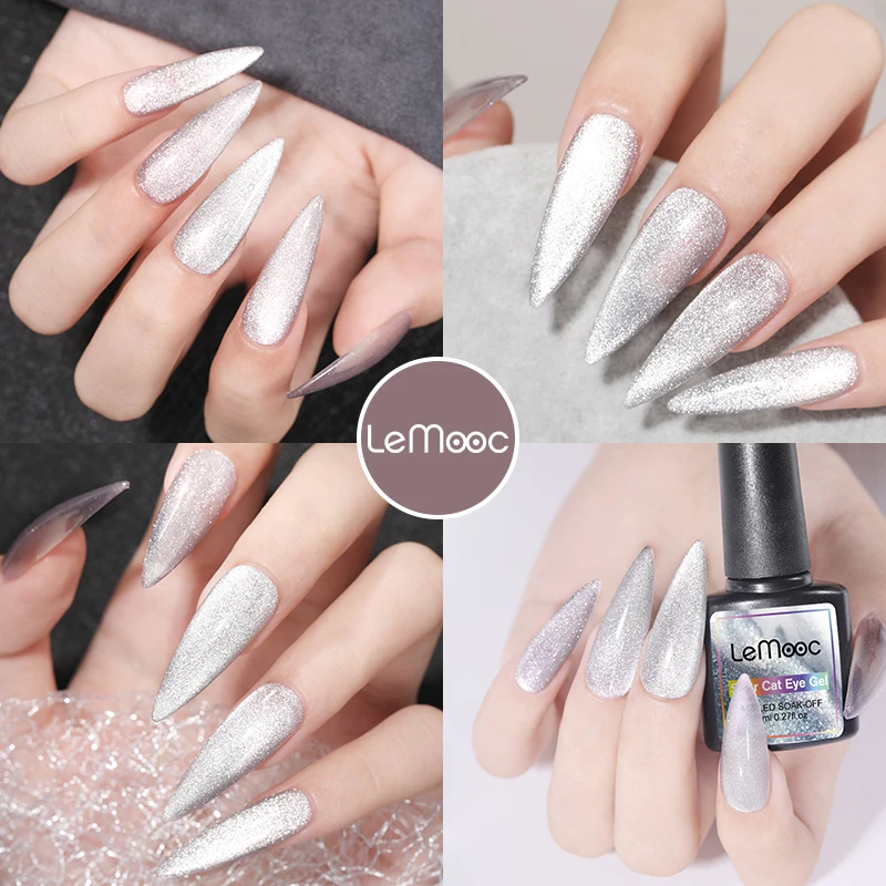

Lemooc Transparent Gel Polish Varnishes Hybrid Nails For Manicures 8ml Ice Spar Cat Eyes Soak off Enamel UV Gel Nail Polish