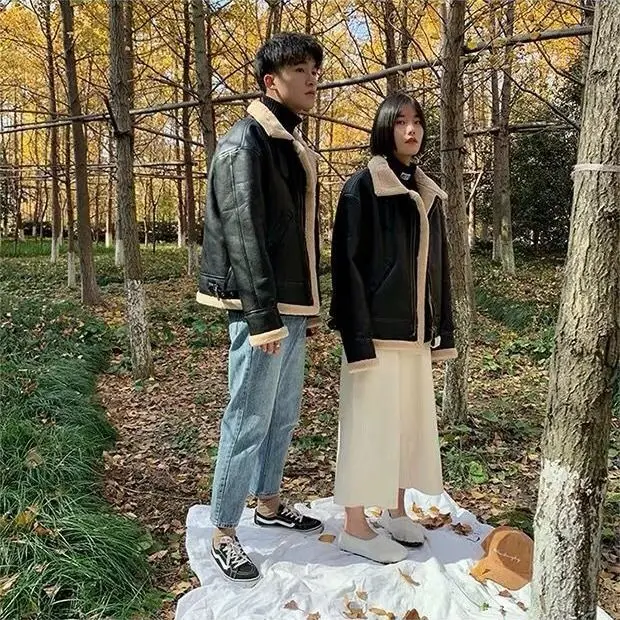 

Winter Couple Lamb Fur Fleece Fur Integrated Padded Jacket 2020 New Korean Style Handsome Leather Coat