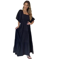 new women long dress solid color summer dress ruffles fashion street dress casual loose style clothes drop shipping
