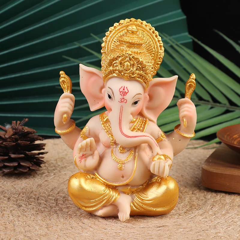 

Gold Lord Ganesha Buddha Statue Elephant God Sculptures Ganesh Figurines Home Accessories Decorations for Home Living RoomDecor