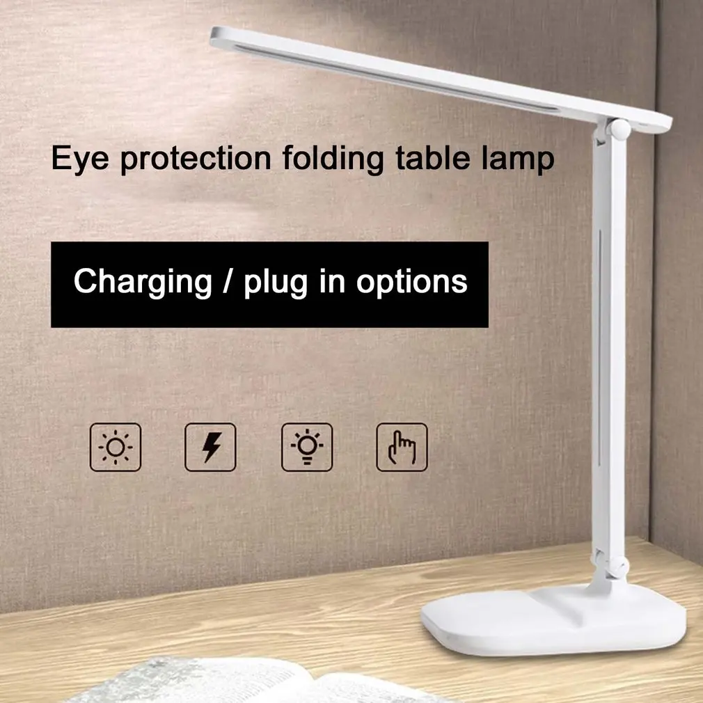 

Led Bureaulamp Drie-Speed Touch Dimmen Opvouwbare Reading Student Studie Oogbescherming Tafel Licht Nacht Slaapkamer Lampen
