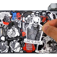 50pcs funny skeleton love slogan retro skull art pattern phone laptop case guitar skateboard motorcycle car waterproof stickers