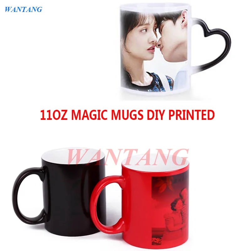 

Wtsfwf DIY Magic Mugs 11OZ Magic Sublimation Mugs Customized White Mugs Round Heart Shape Handle Printed Gifts Printed Blank Mug