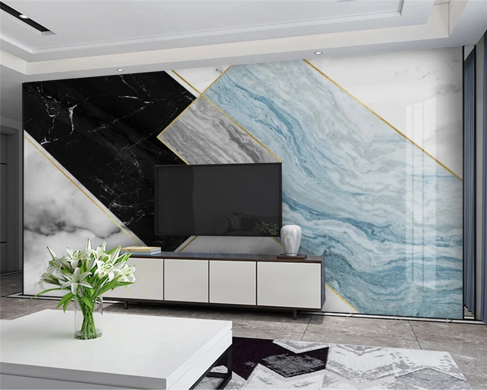 Beibehang пользовательские обои современный минималистичный черный белый синий