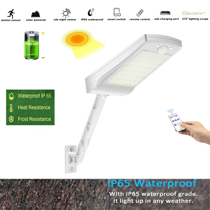 

outside solar lights for yard LED Solar-Street-Wall-yard -Light Garden-path-porch-Lamp Remote-Control Outdoor Pir-Motion-Sensor