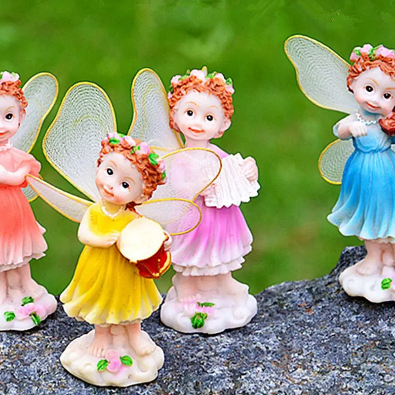 

Set of 4 Garden Fairies Miniature Accessories for Garden decoration A PERFECT GIFT The FULL COLOR BOX HAND PAINTED FAIRY GA