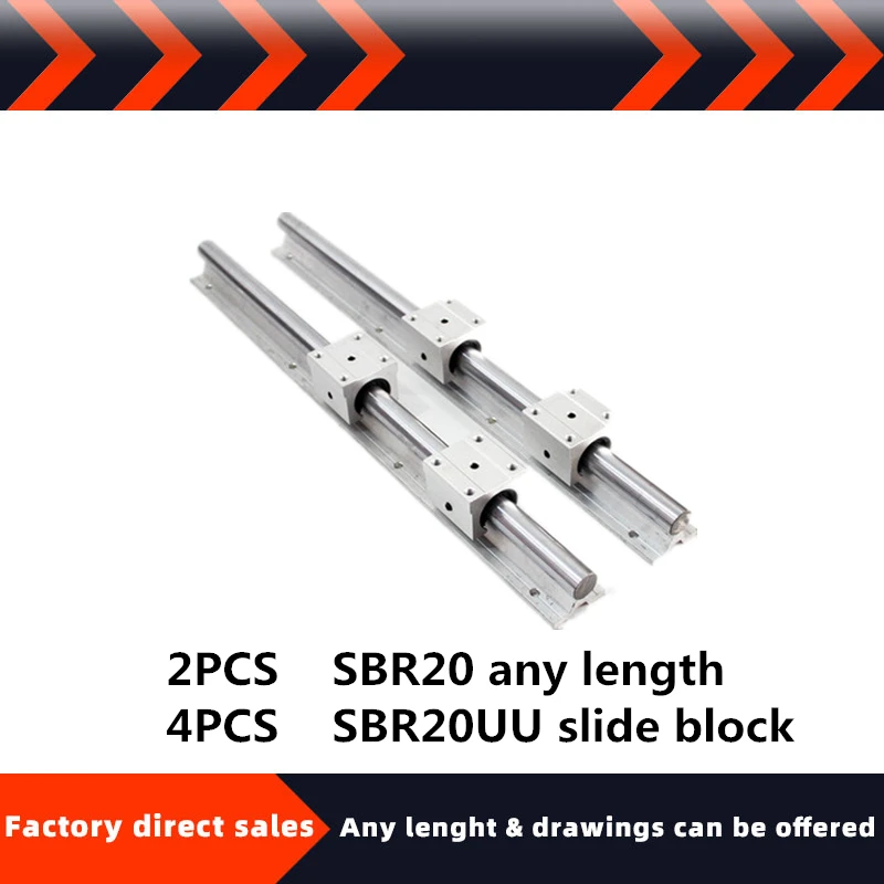 SBR линейная направляющая 2 шт. SBR20 20 мм Любая длина рейка + 4 SBR20UU скользящий блок для