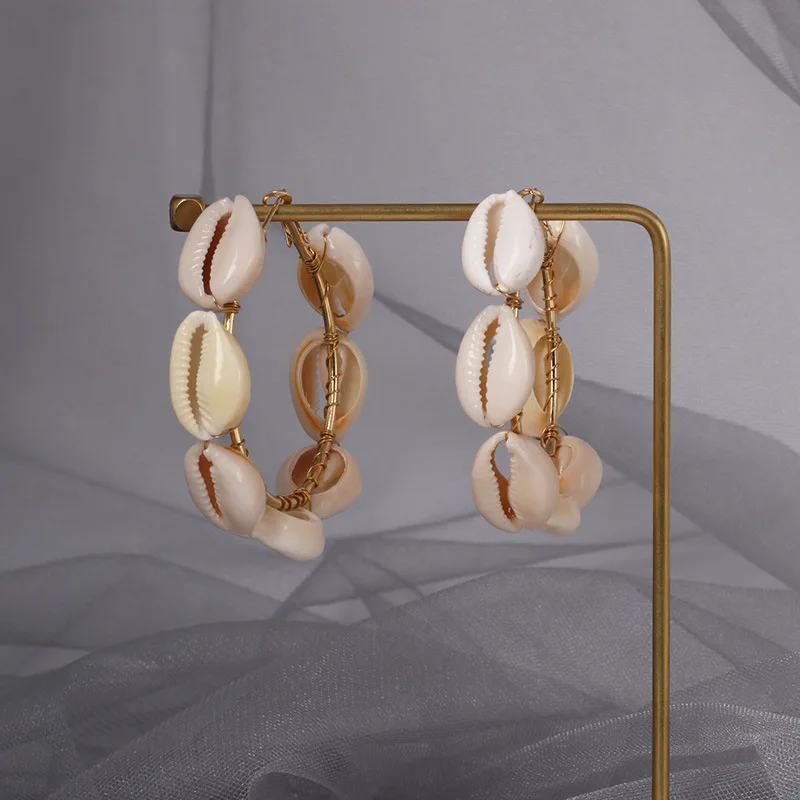 Женские массивные серьги-кольца винтажные разноцветные большие круглые серьги в