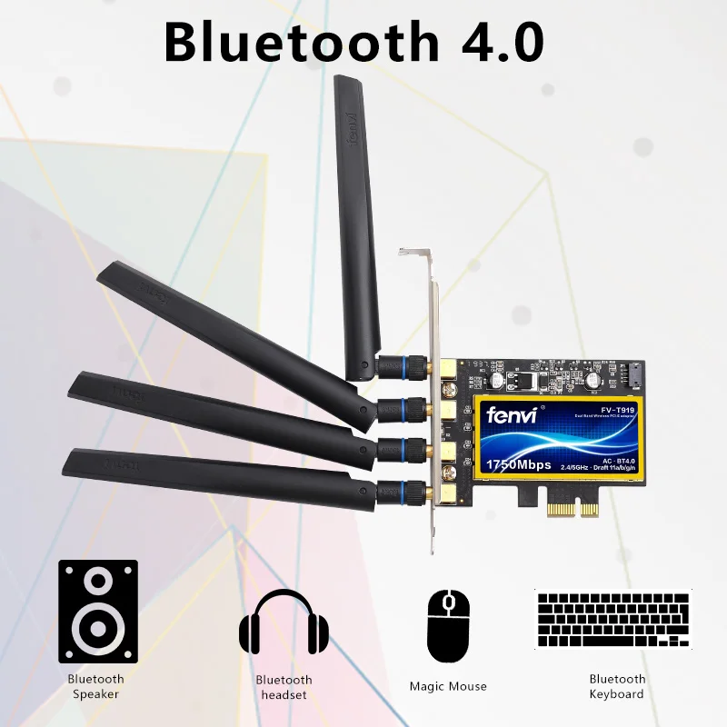 Двухдиапазонный 1750 Мбит/с FV-T919 BCM94360CD 802.11AC WIFI Настольный беспроводной адаптер PCI-E