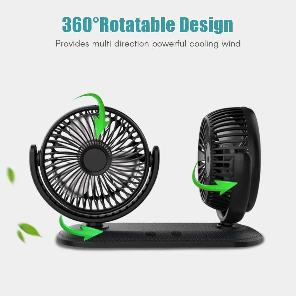 Автомобильный охлаждающий вентилятор KBAYBO с usb-зарядкой двухголовый