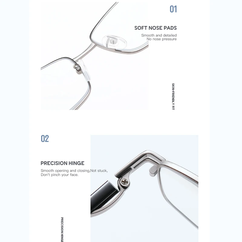 

VCKA Anti Blue Light Reading Glasses Men High Quality Metal Frame Business Presbyopia Square Computer Gaming +1.00 to +3.50