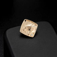 10pcslot 14k real gold wolf head logo round hangtag pendant necklace bracelet pendant diy jewelry accessories