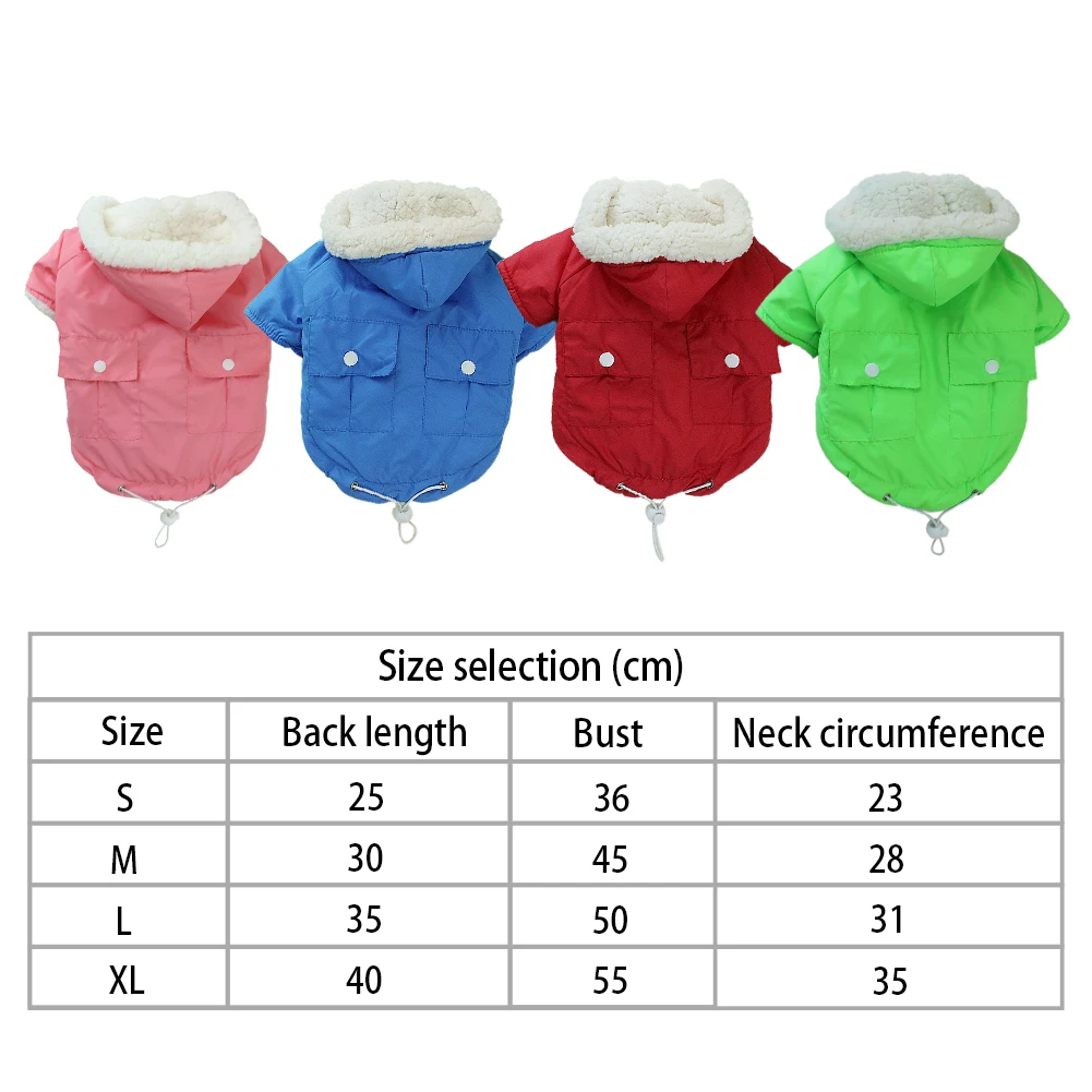 

Winter Dog Warm Jacket For Small Dogs Pet Dog Plus Velvet Hoodies Clothing For French Bulldog Pug Clothes Chihuahua Coats