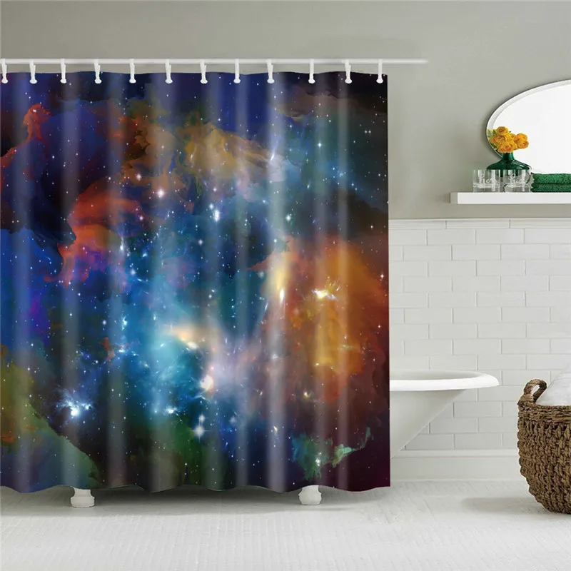 Universe Galaxy занавески для душа подвесные занавески Psychedelic водонепроницаемый полиэстер Шторка для ванной Boho домашний декор с крючками
