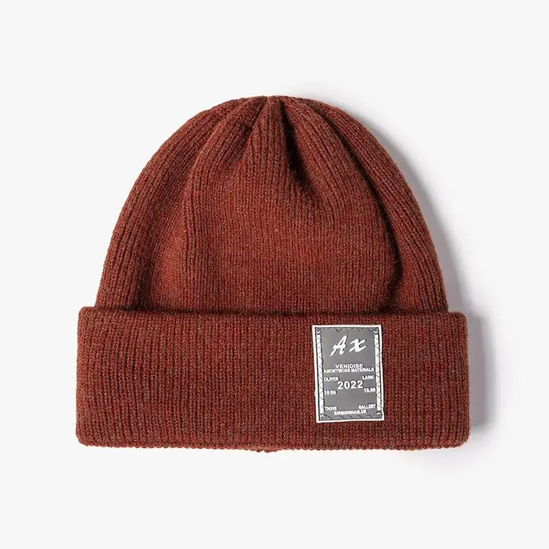 

LDSLYJR 2021 Autumn and winter Acrylic letter Thicken knitted hat warm hat Skullies cap beanie hat for men and Women 85