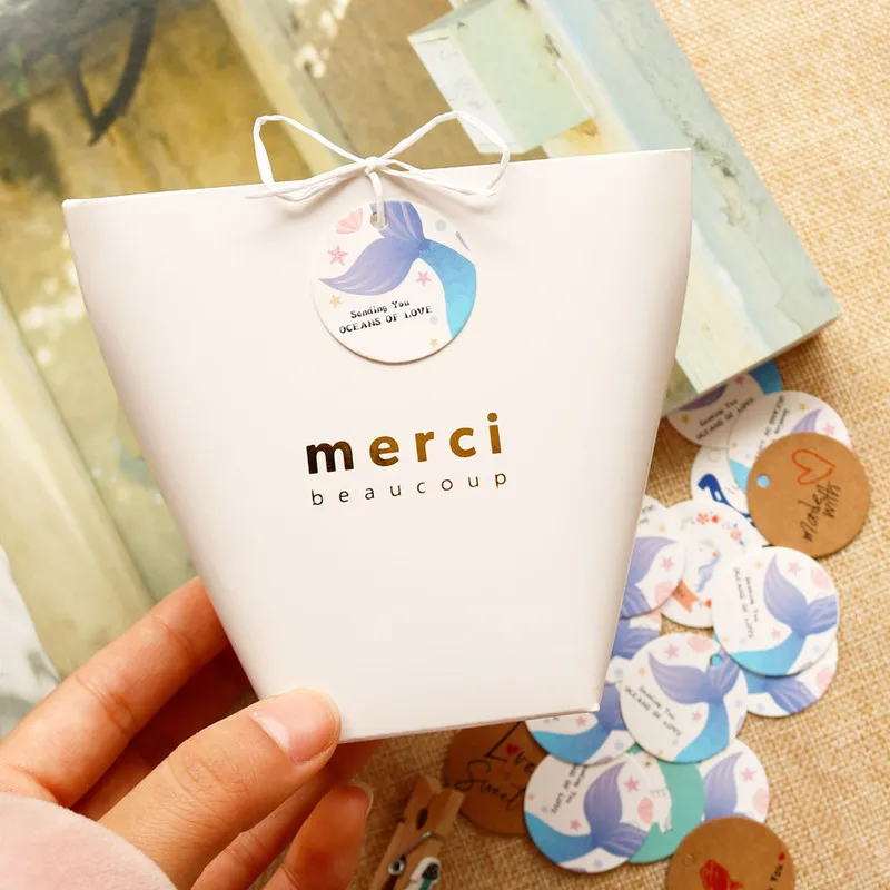 100 шт. милые белые заклады в виде единорога винтажная роза спасибо крафт бумага