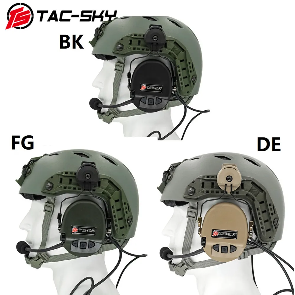 TAC-SKY Helmet Mount ARC Track Mount Version Silicone Ear Pads Tactical Hunting Noise Reduction Pickup TCI LIBERATOR II Headset