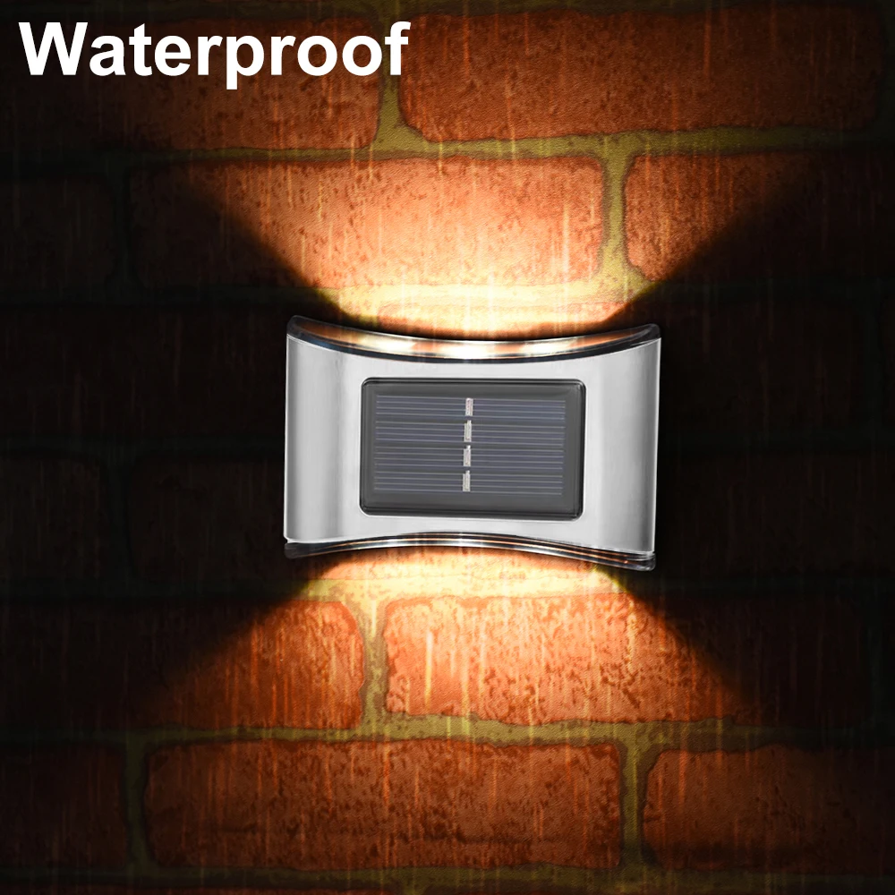 

Водонепроницаемый настенный светильник на солнечной батарее, вертикальное и нижнее освещение для наружного двора, сада, двери, украшение
