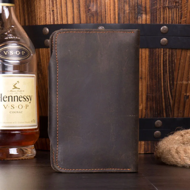 Для мужчин Crazy Horse из натуральной кожи кошелек складываются в три раза Винтаж