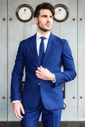 2020 Королевский синий однобортный Для Мужчин's костюм платье Slim Fit Свадебный