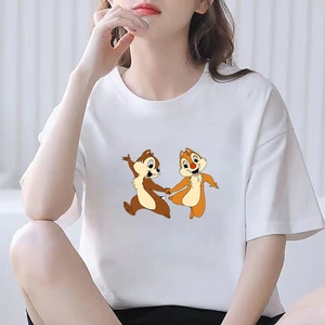 90s Graphic Rock Top Tees Female Two Squirrels Theme Vintage T-shirt Fashion O Neck Tshirt Female T Shirt Woman Harajuku