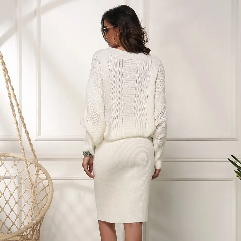 Женское винтажное платье свитер с круглым вырезом и длинным рукавом свободное