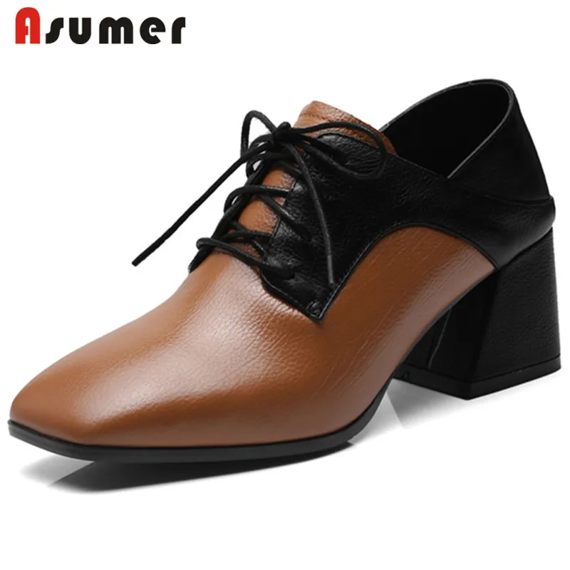 Женские туфли-лодочки из натуральной кожи ASUMER разноцветные вечерние туфли на