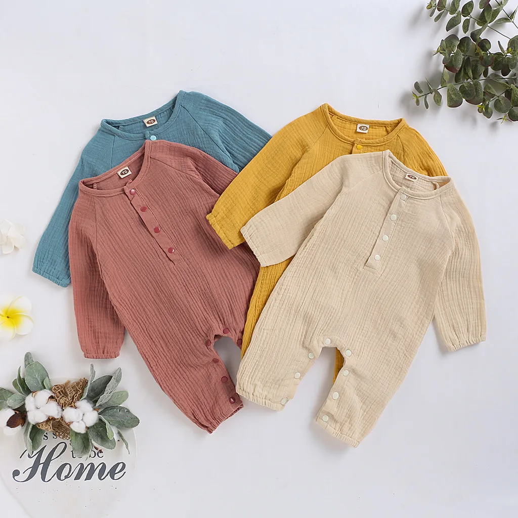 Детский однотонный костюм с длинным рукавом на весну и осень|Ромперы| |