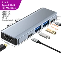 5 in 1 computer usb hub for macbook air pro apple laptops docking station macbook air accessories usb c to hdmi card reader