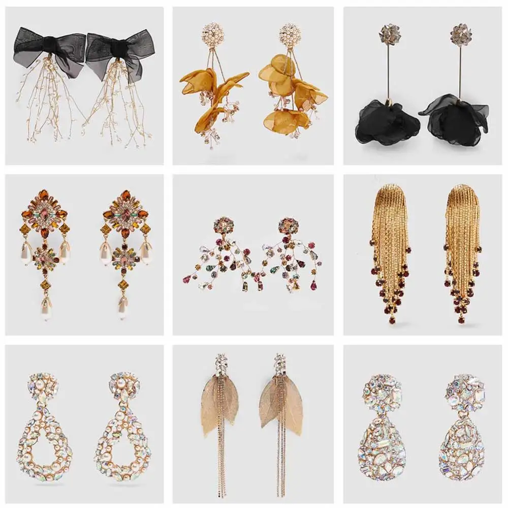 Женские богемные серьги подвески Girlgo ZA модные яркие с бахромой и кристаллами для