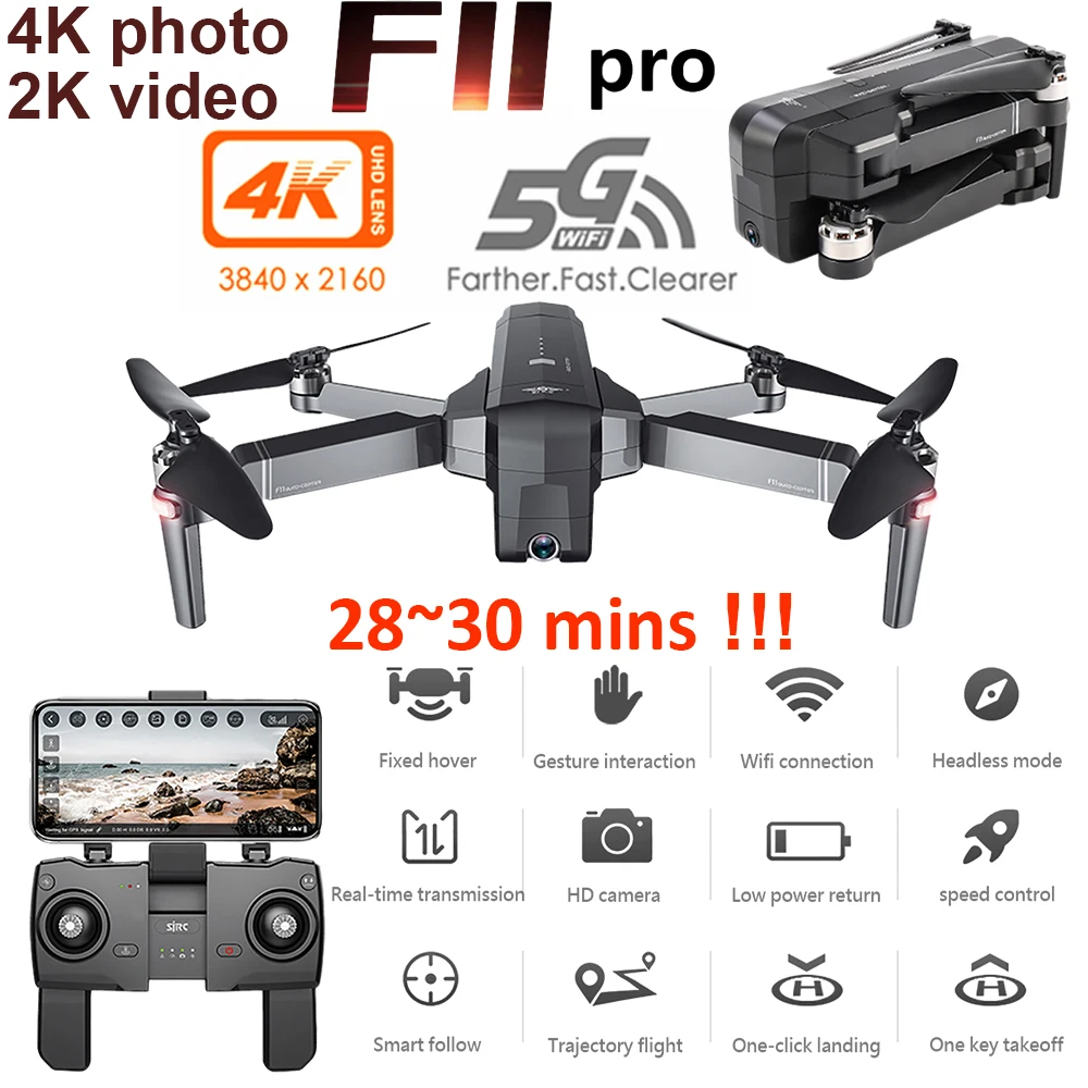 SJRC F11 Pro GPS Drone с Wi Fi FPV 2K/1080P HD камера бесщеточный Квадрокоптер RC беспилотники 28